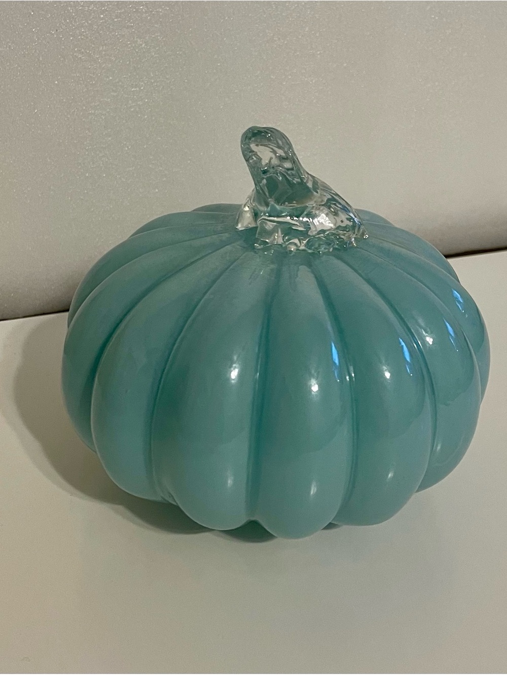 Decorative Teal Glass Pumpkin Accent - Home Art